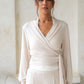 Shiloh Wrap Sweater - Cloud White Knit