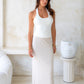Hailey (Padded) Halter Top - Rice White