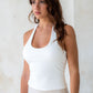 Hailey (Padded) Halter Top - Rice White