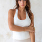 Hailey (Padded) Halter Top - Rice White