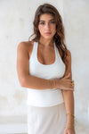 Hailey (Padded) Halter Top - Rice White